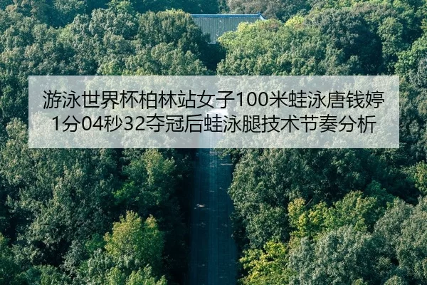 游泳世界杯柏林站女子100米蛙泳唐钱婷1分04秒32夺冠后蛙泳腿技术节奏分析